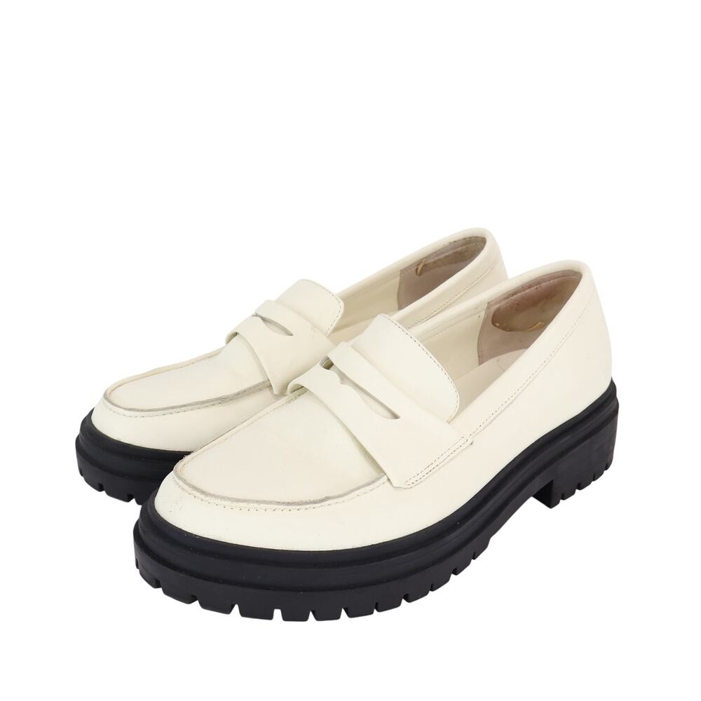 Quince Italian Leather Lug Sole Loafer Bone Size 6